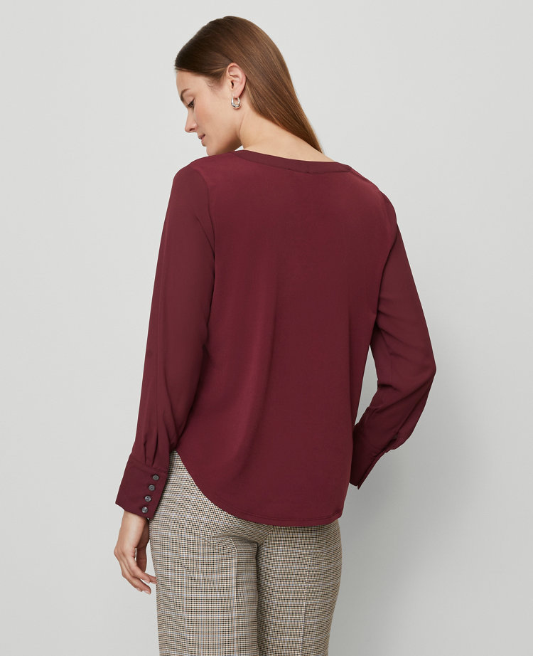 Mixed Media Pleat Front Top