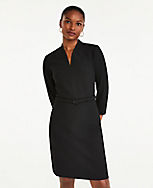 The Petite Belted V-Neck Dress in Bi-Stretch carousel Product Image 1