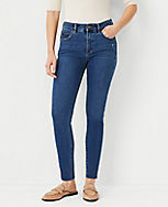 Sculpting Pocket Mid Rise Skinny Jeans in Mid Stone Wash carousel Product Image 1