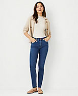 Sculpting Pocket Mid Rise Skinny Jeans in Mid Stone Wash carousel Product Image 3