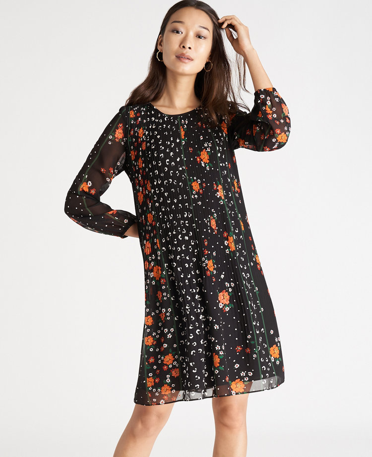 pleated shift dress
