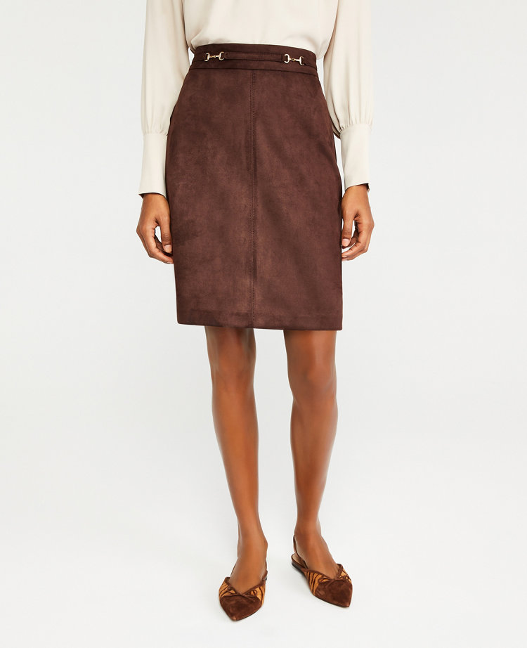 ann taylor faux suede skirt