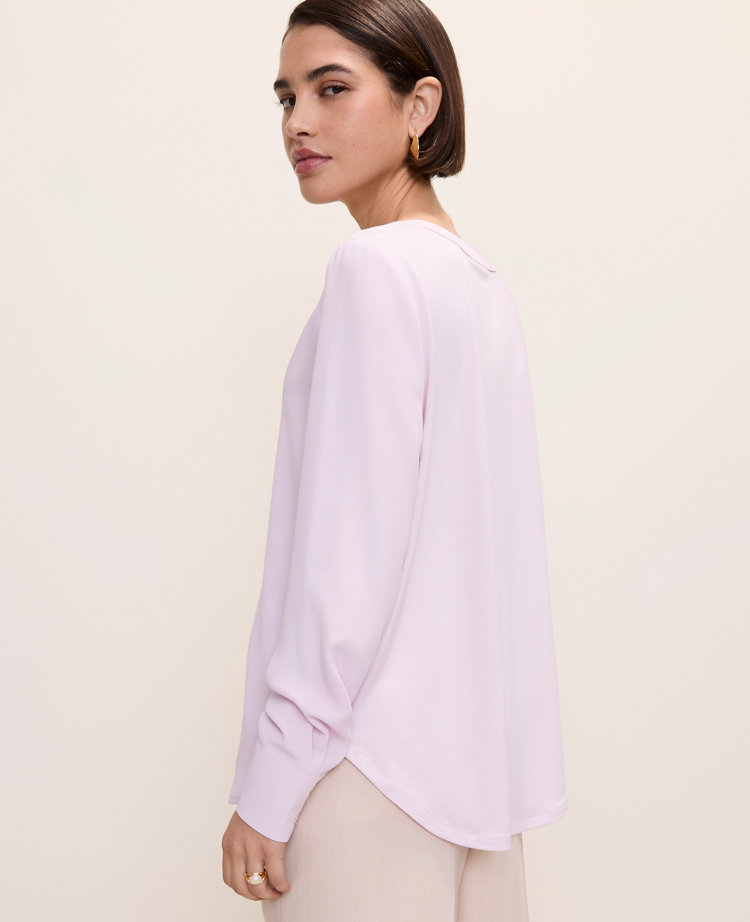 Petite Mixed Media Pleat Front Top