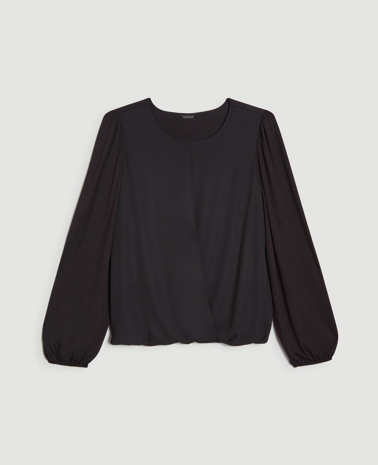 black bubble hem top