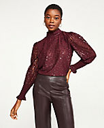 Lace Mock Neck Top carousel Product Image 1