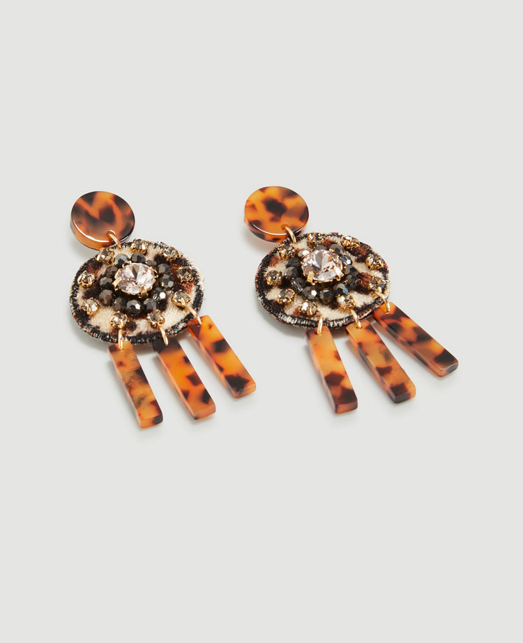 Leopard Print Fabric Statement Earrings