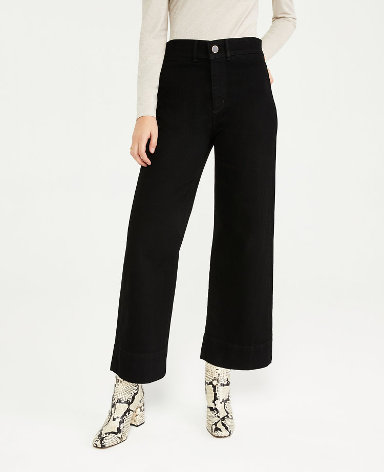 high waisted wide leg black jeans