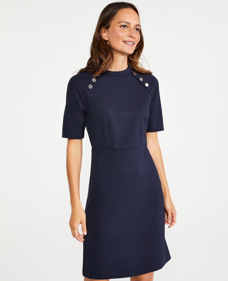 Shoulder Button Ponte Dress