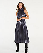Shimmer Pleated Tie Waist Dress carousel Product Image 1