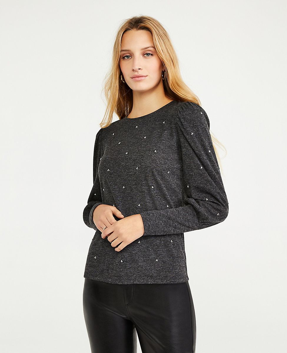 Pearlized Puff Sleeve Top