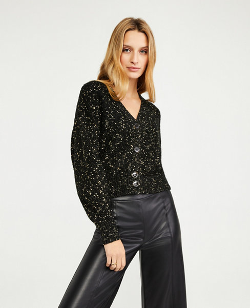 Shimmer Cropped Cardigan | Ann Taylor