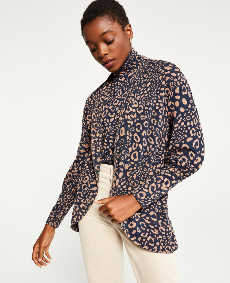 leopard open cardigan