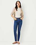 Petite Sculpting Pocket Mid Rise Skinny Jeans in Mid Stone Wash carousel Product Image 3