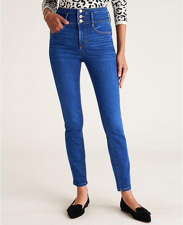 Petite Sculpting Pocket High Rise Skinny Jeans in Classic Mid Wash