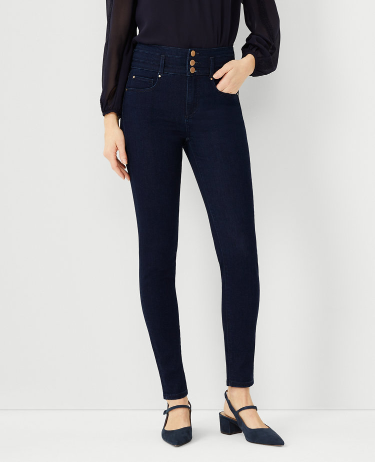 petite dark blue skinny jeans
