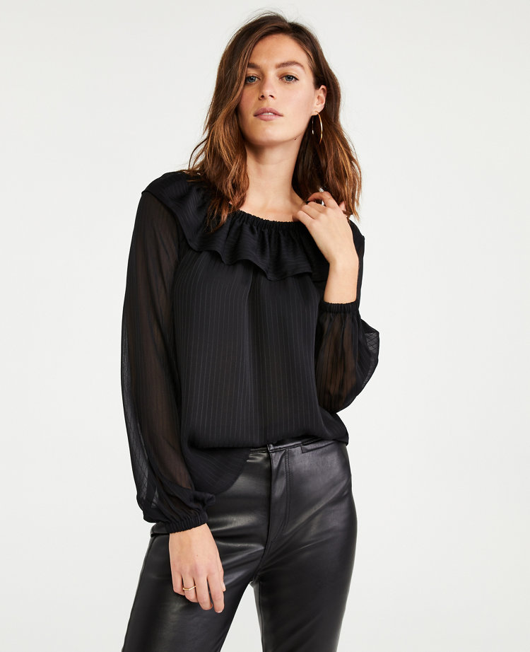 Ruffle Boatneck Top