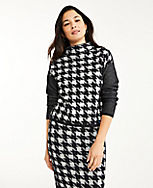 Striped Sleeve Houndstooth Jacquard Sweater carousel Product Image 1