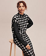 Striped Sleeve Houndstooth Jacquard Sweater carousel Product Image 3