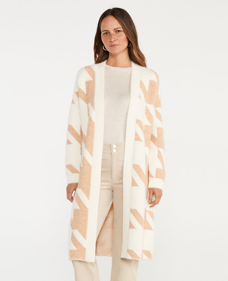 houndstooth cardigan long