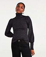 Shimmer Puff Sleeve Turtleneck Sweater carousel Product Image 1