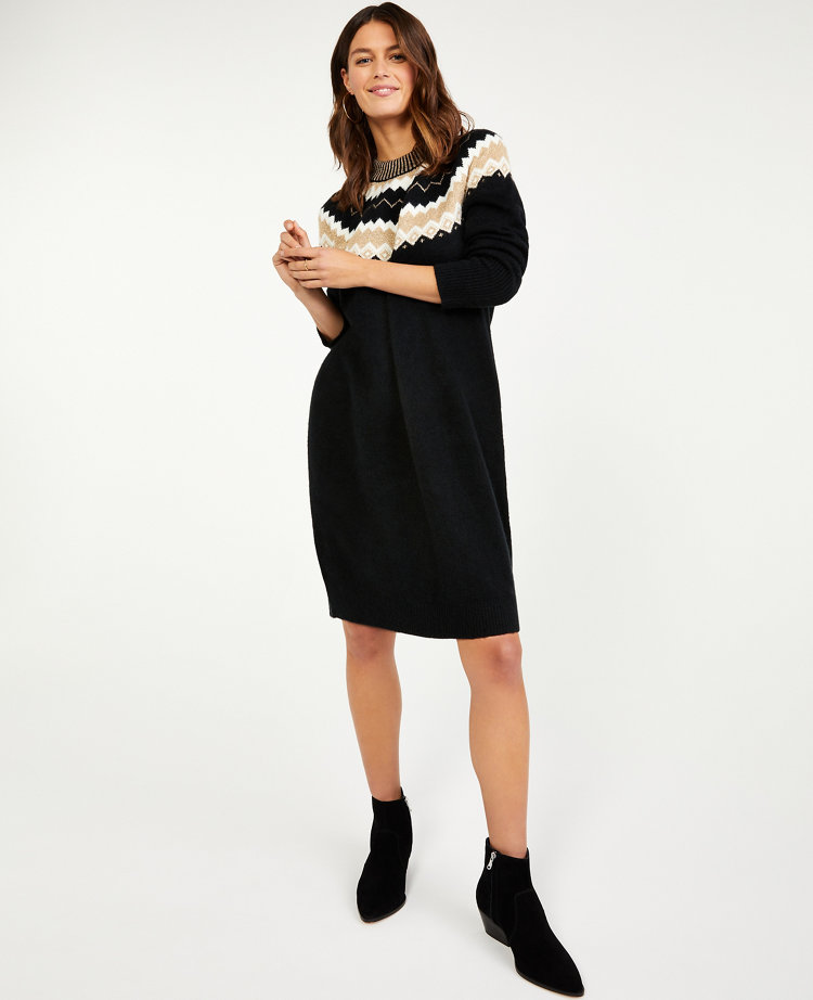 ann taylor fair isle sweater dress