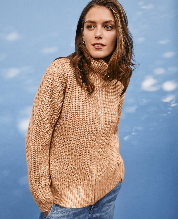 Shimmer Bomber Sweater Jacket