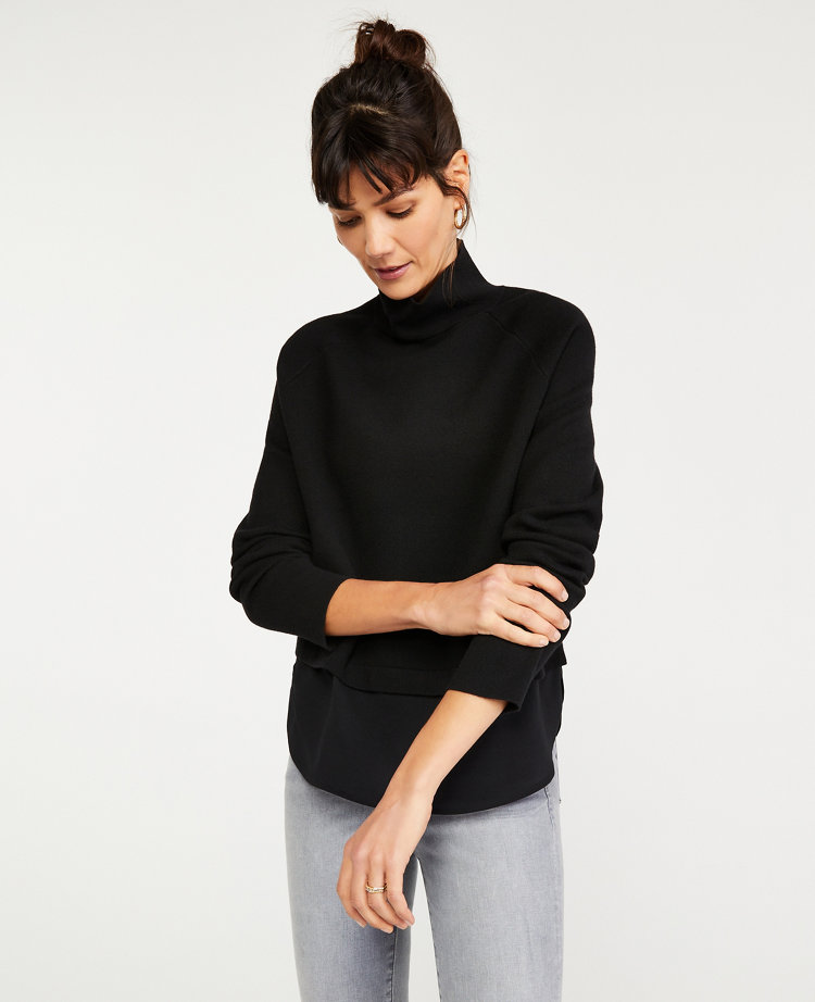 mock neck black sweater