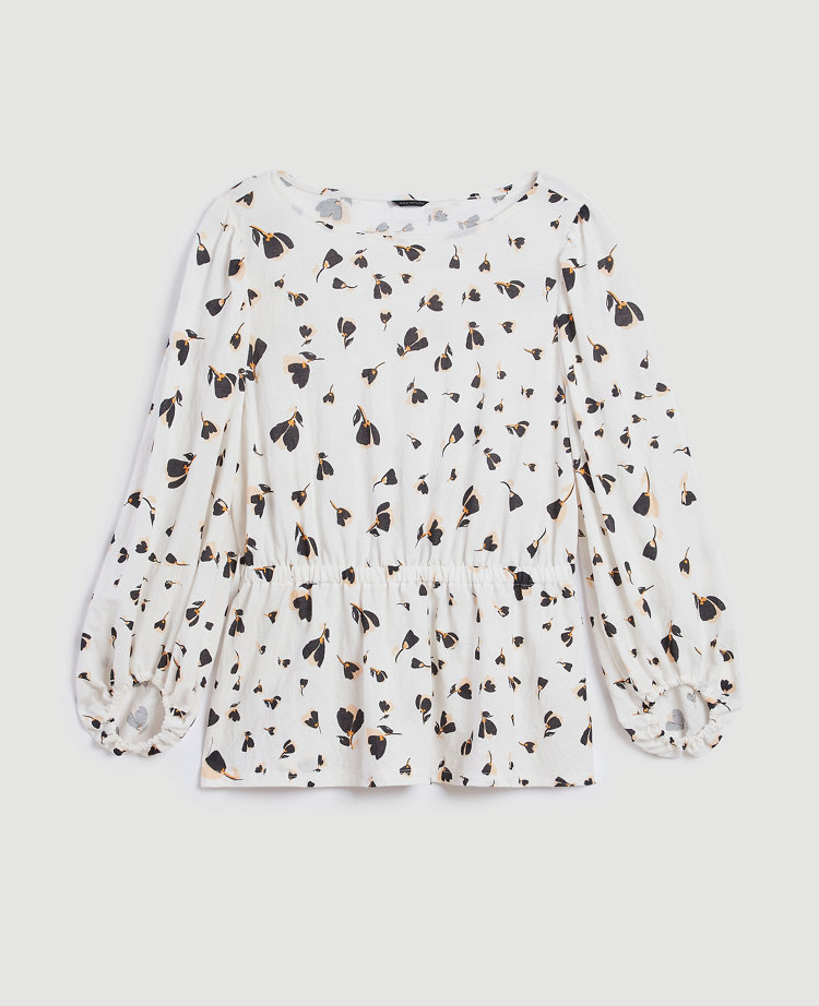 Floral Cinched Waist Puff Sleeve Top