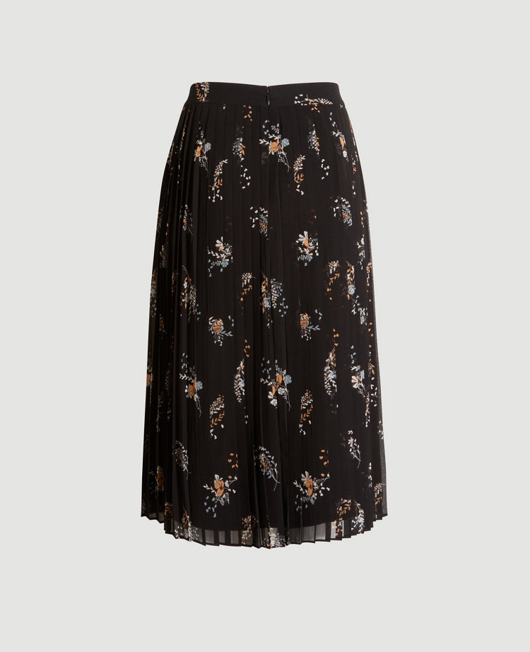 Floral Pleated Midi Skirt 