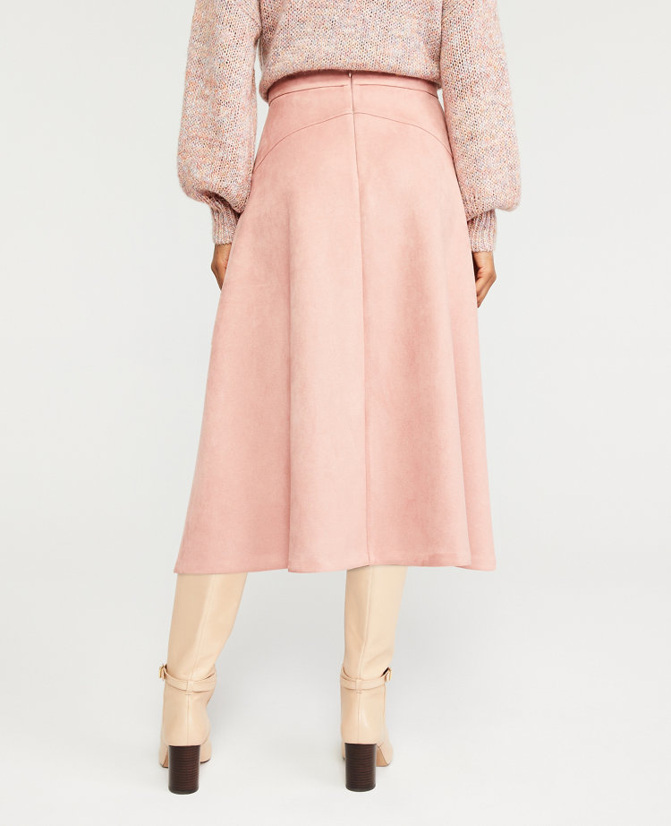 Faux Suede Midi Skirt