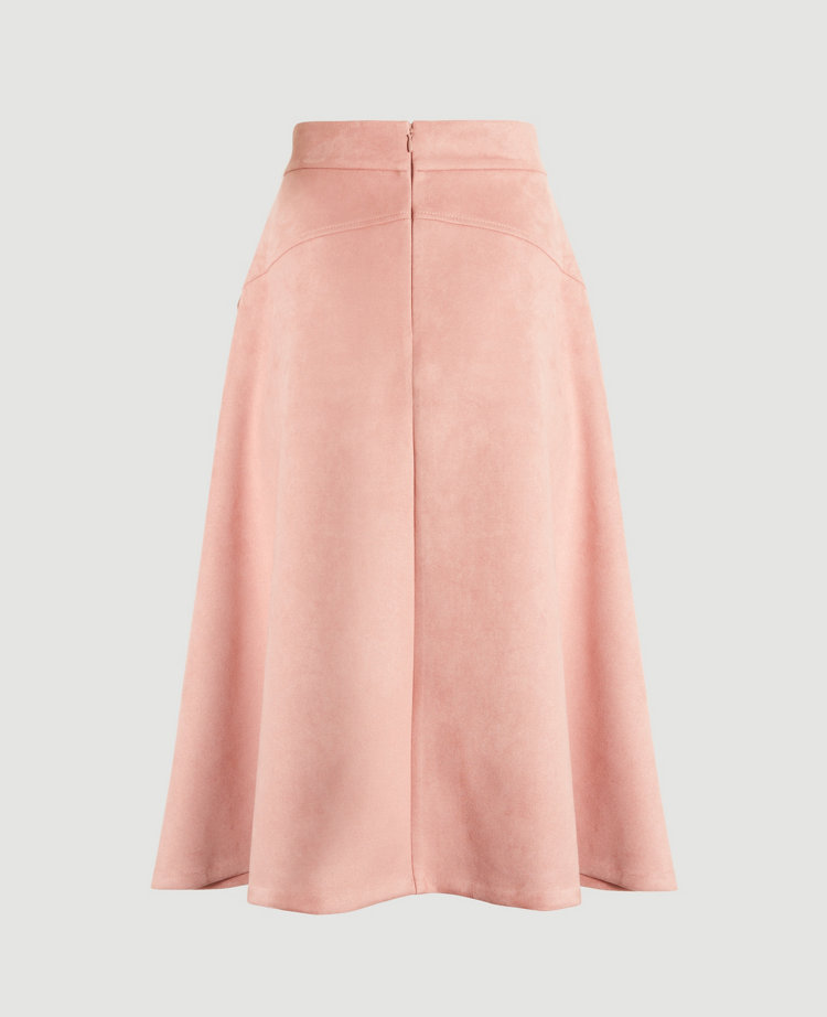 Womens Faux Suede Pleated Mid-rise Skirt