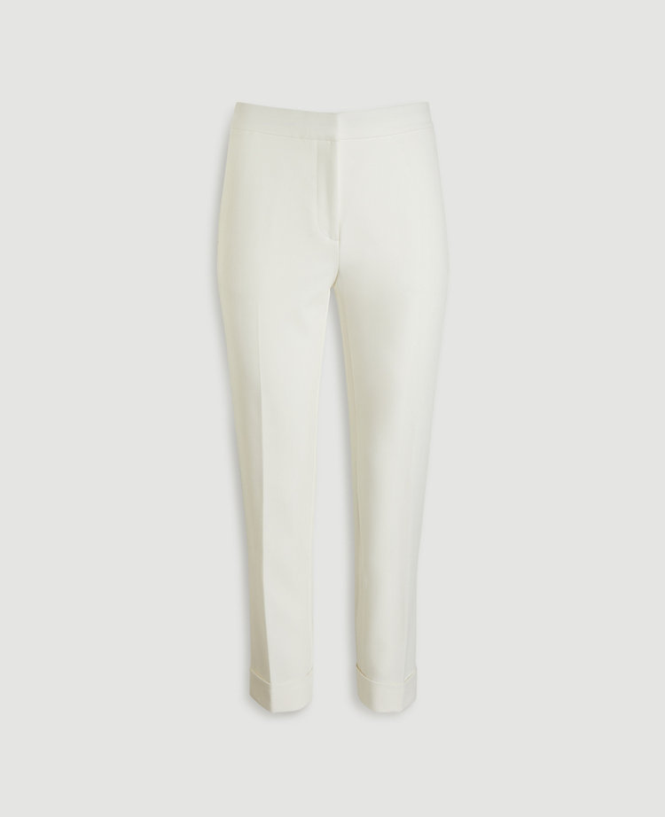 petite white cropped trousers