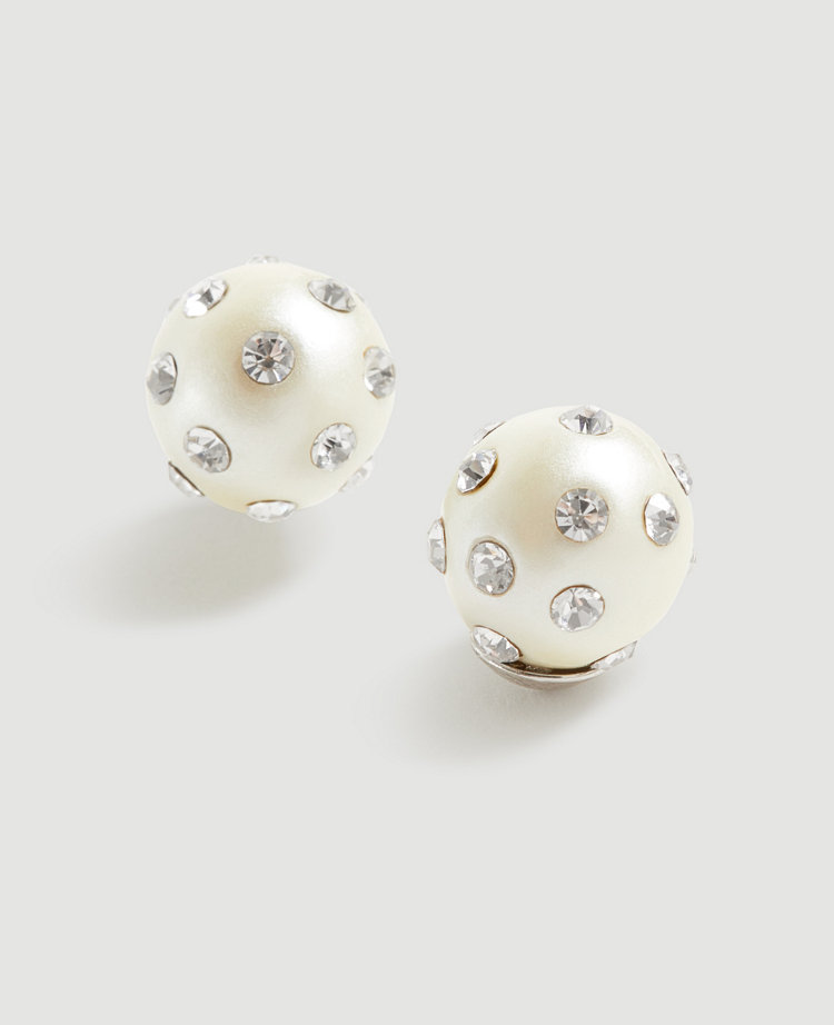 Pearlized Pave Ball Stud Earrings