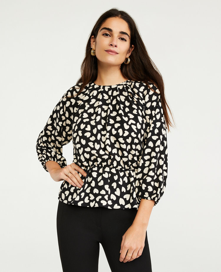 Heart Cinched Waist Blouse