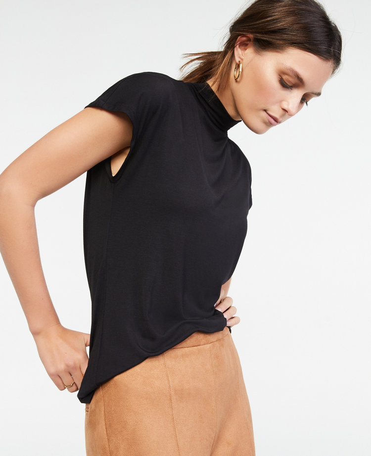 Cap Sleeve Mock Neck Top