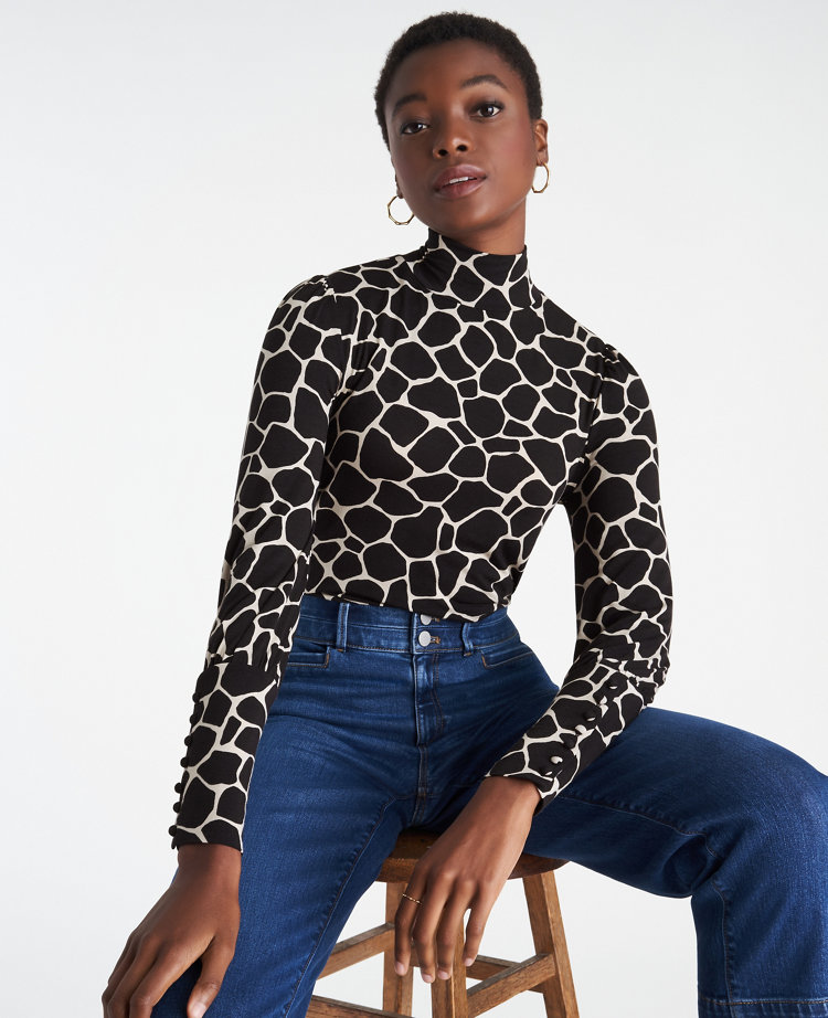 animal print turtleneck dress