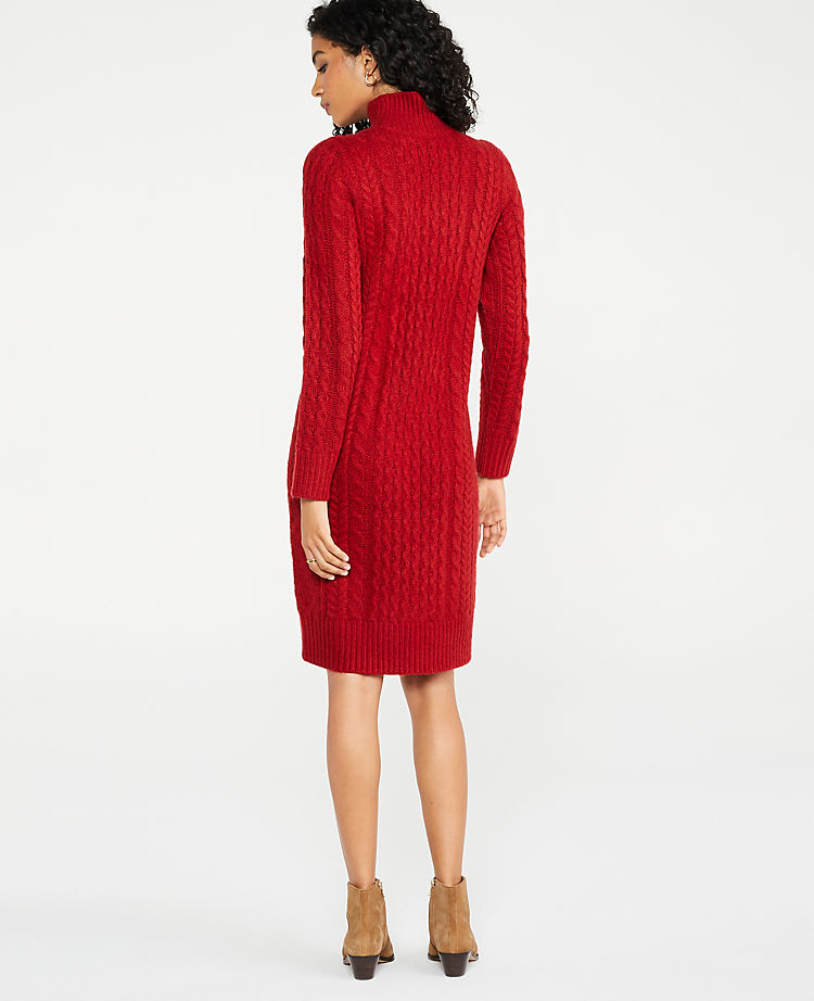 Turtleneck Cable Sweater Dress