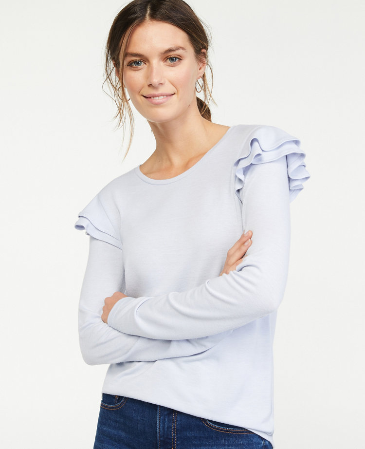 Petite Shoulder Ruffle Top | Ann Taylor