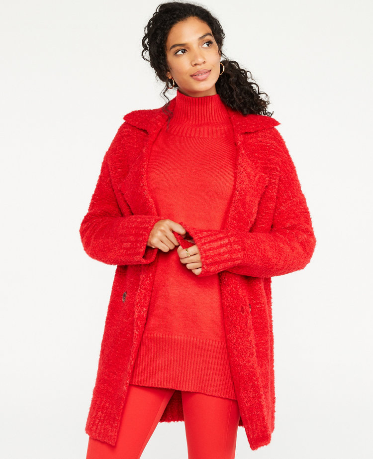 Ann Taylor Petite Boucle Double Breasted Coatigan