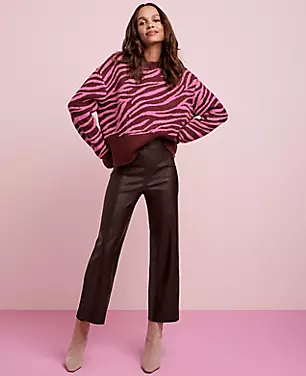 The Faux Leather Easy Straight Crop Pant carousel Product Image 1