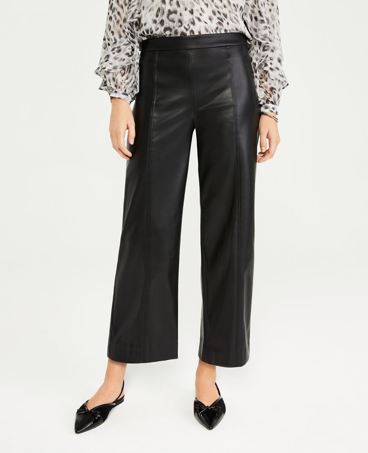 cropped wide leg leather pants