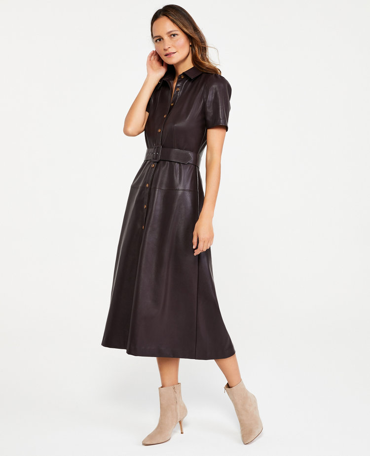 Faux Leather Midi Dress