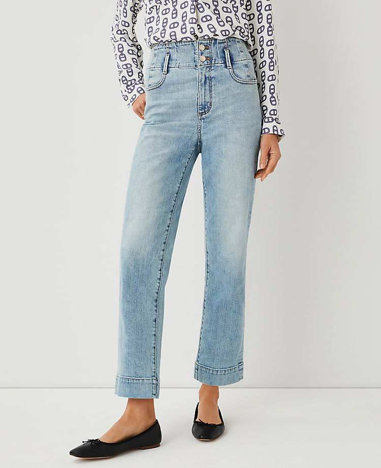 Quarter Pocket High Rise Corset Easy Straight Jeans in Classic Indigo Wash