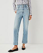 Quarter Pocket High Rise Corset Easy Straight Jeans in Classic Indigo Wash carousel Product Image 1
