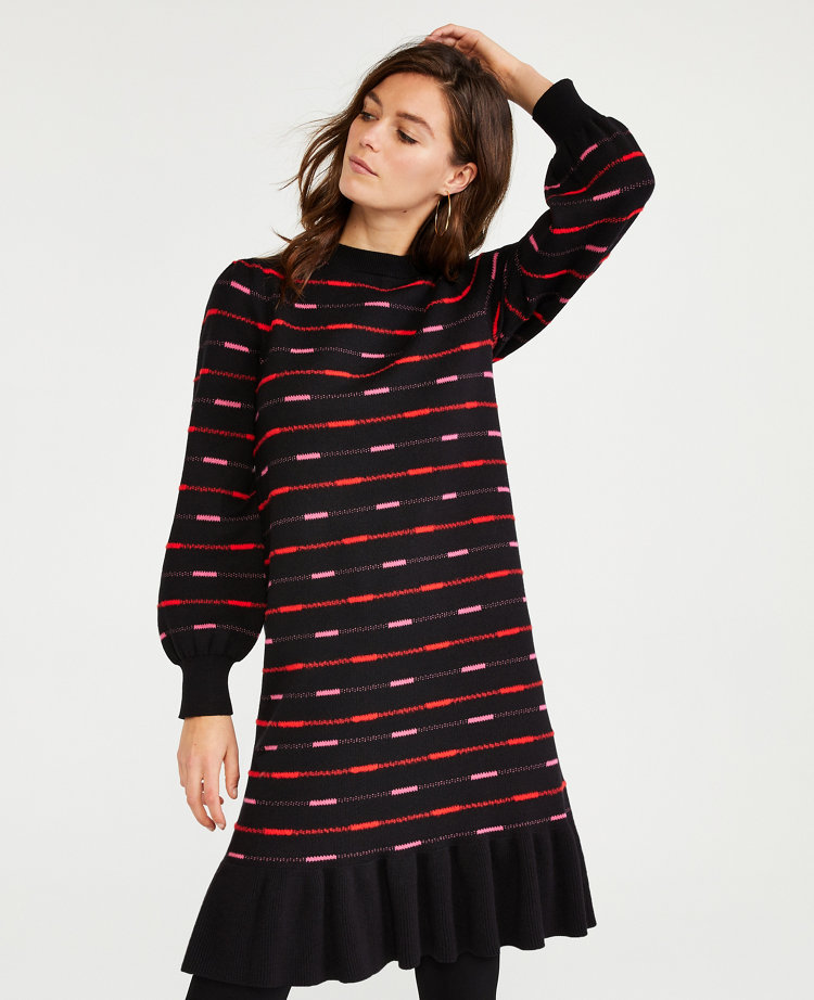 cut jacquard stripe dress