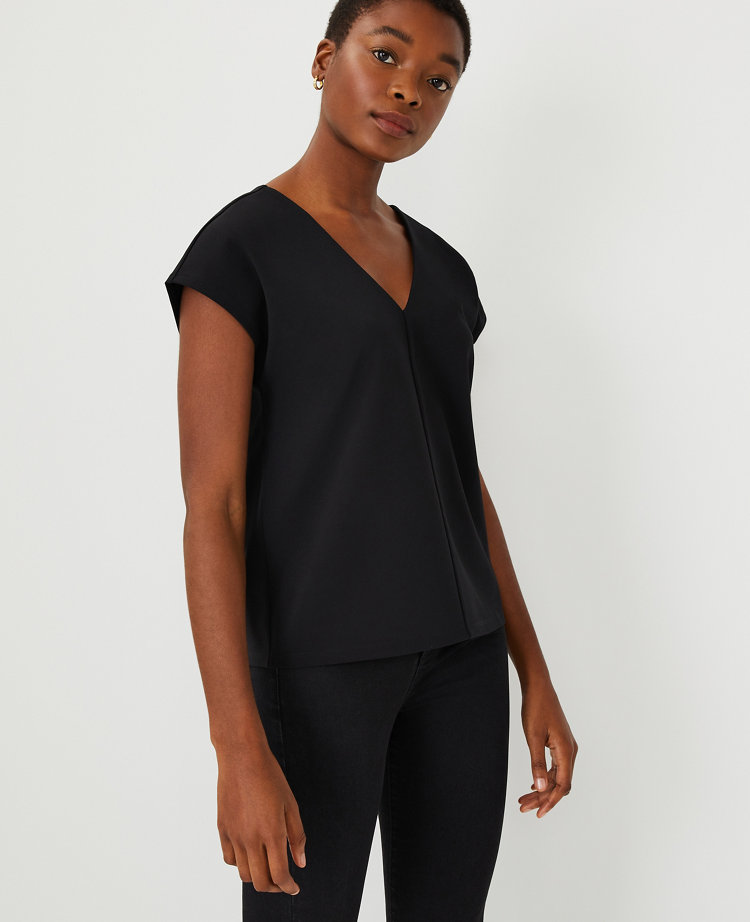 V neck cap sleeve top sales