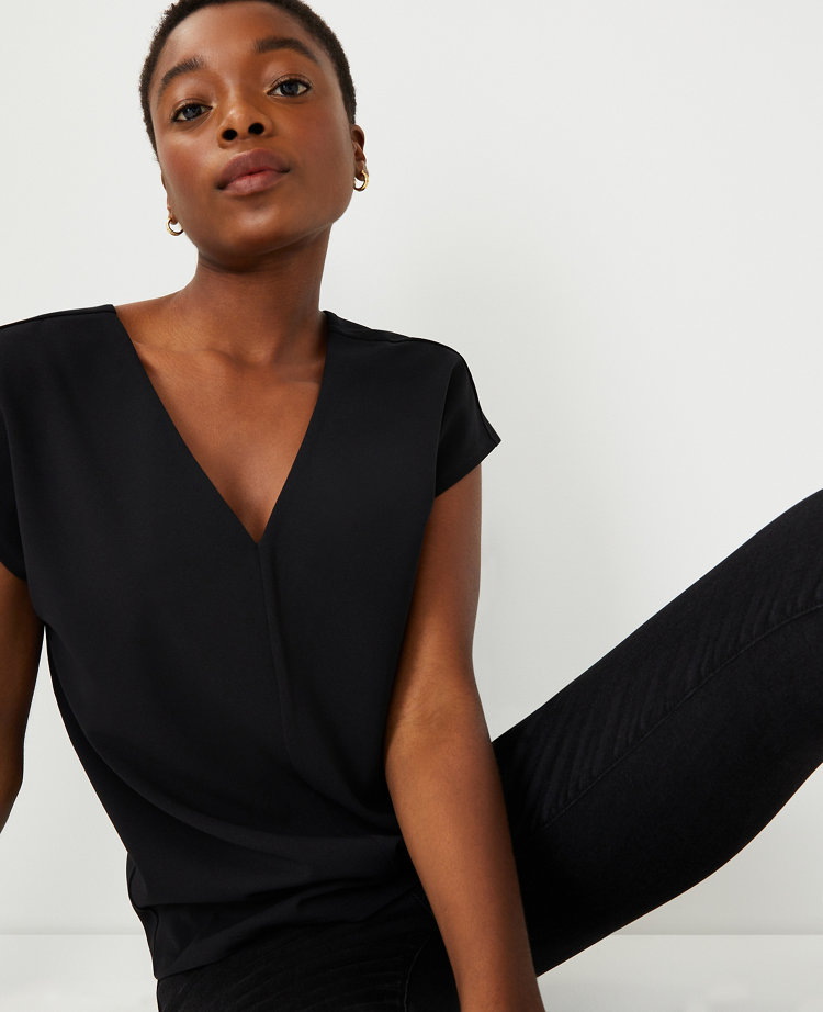 V neck cap sleeve top top