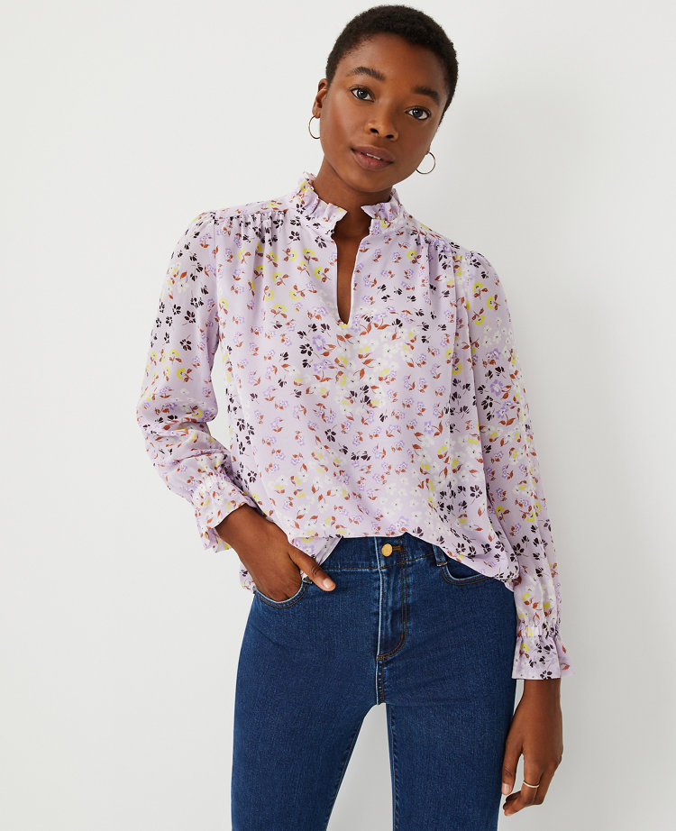 floral ruffle shirt