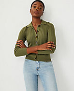 Collared Ribbed Cardigan carousel Product Image 1