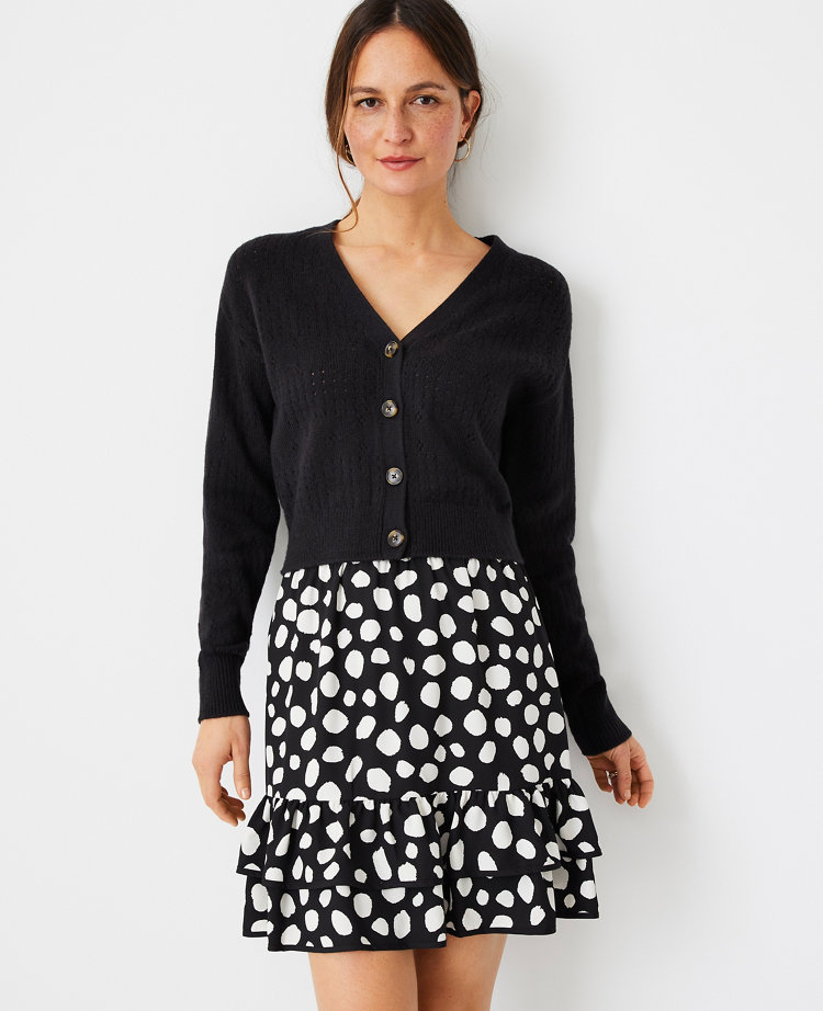 Ann Taylor Pointelle Striped Cardigan